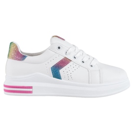 SHELOVET Baskets à empiècements pailletés blanc multicolore