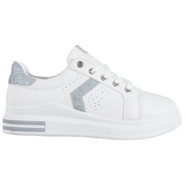 SHELOVET Baskets à empiècements pailletés blanc gris