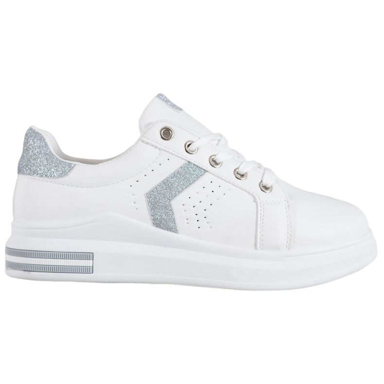 SHELOVET Baskets à empiècements pailletés blanche gris