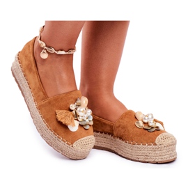 PS1 Espadrilles pour femmes sur la plate-forme en lin Camel Denver brun