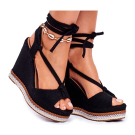 PS1 Sandales pour femmes sur compensées nouées noir Sydney le noir