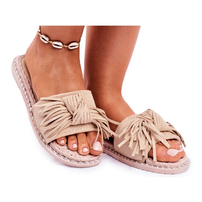 PS1 Chaussons Femme Beige Avec Nœud Thaïlande
