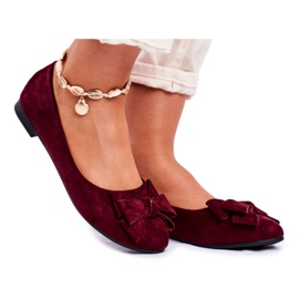 PS1 Ballerines femme Jordos en daim bordeaux rouge