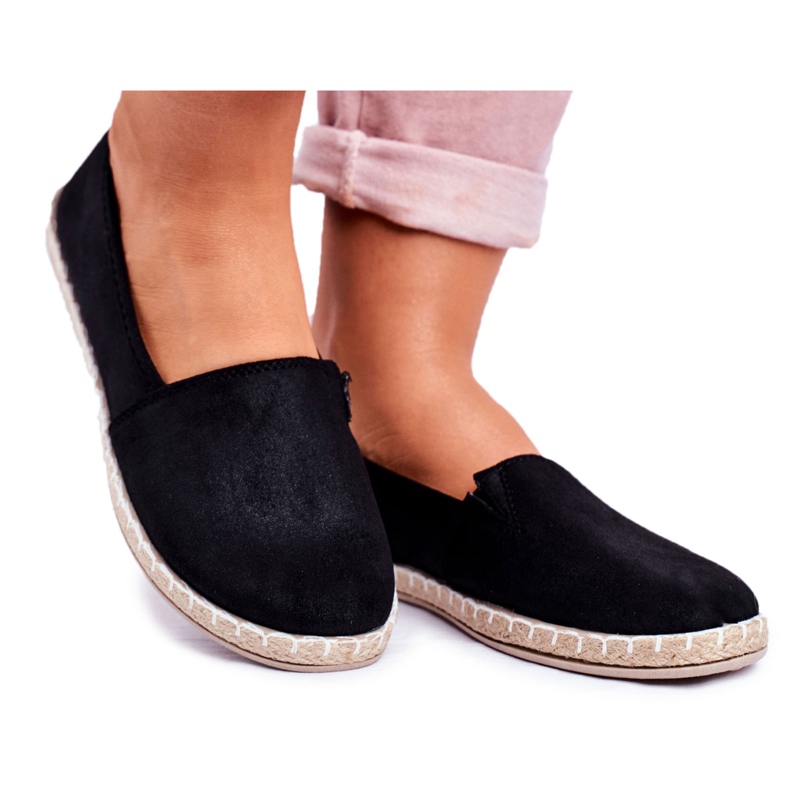 NEWS Espadrilles à enfiler noires pour femmes le noir