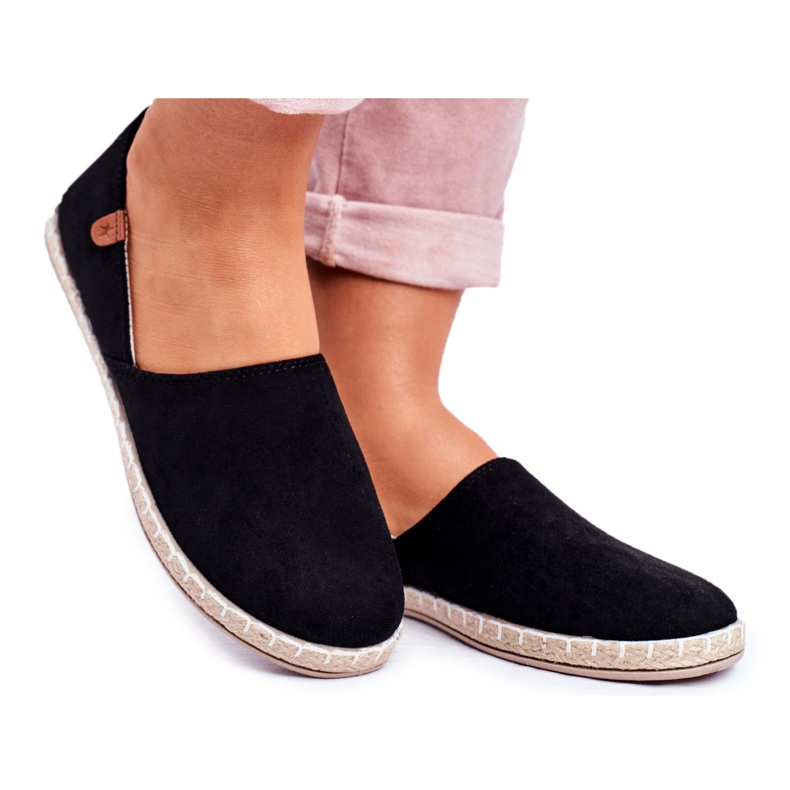 NEWS Espadrilles à enfiler noires pour femmes le noir NEWS Espadrilles à enfiler noires pour femmes le noir