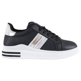 SHELOVET Baskets en cuir écologique noir