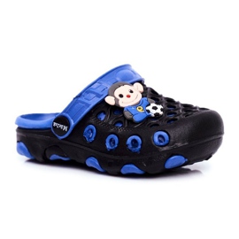 Chaussons Enfant Foam Crocs Black Monkey Footballer noir bleu