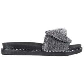 Pantoufles à paillettes VINCEZA noir gris