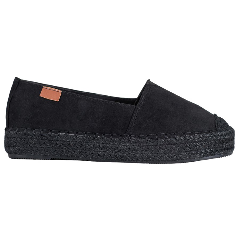 SHELOVET Espadrilles Noires En Daim le noir