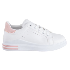 RTX WALK Baskets élégantes en cuir écologique blanche rose RTX WALK Baskets élégantes en cuir écologique blanche rose