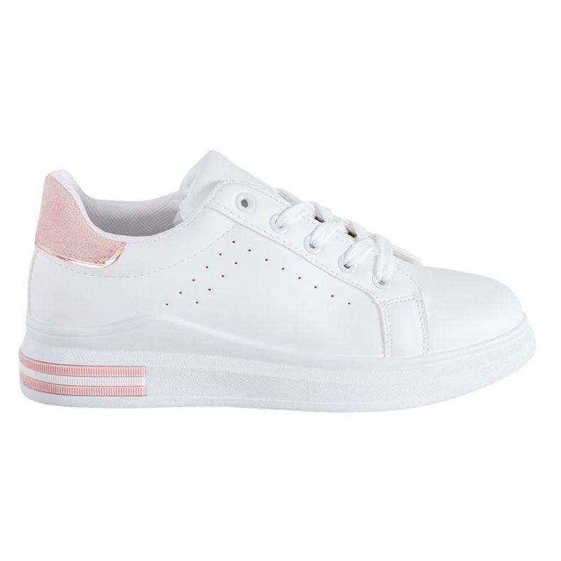 RTX WALK Baskets élégantes en cuir écologique blanche rose