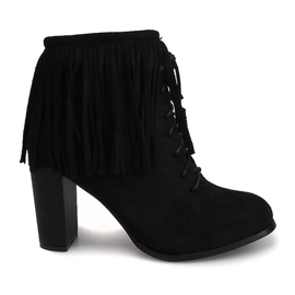 Bottines en daim sur un poteau Boho F-148 NOIR le noir