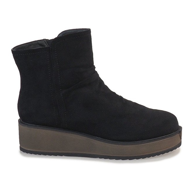 Bottines compensées en daim noir T122 le noir