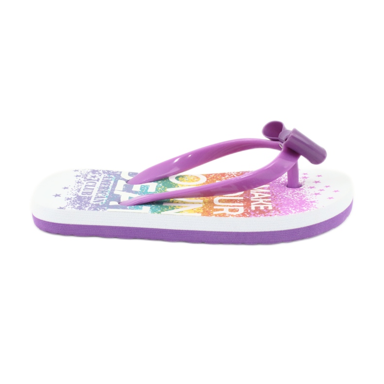 American Club Les tongs des filles, les tongs violets -flops avec un arc