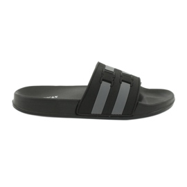 American Club Chaussons de piscine pour homme American NH15 à deux rayures le noir gris American Club Chaussons de piscine pour homme American NH15 à deux rayures le noir gris
