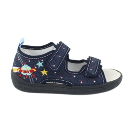 American Club Sandales américaines chaussures pour enfants semelle intérieure en cuir TEN28 bleu marine