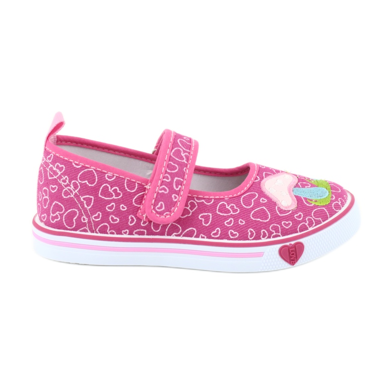 American Club Baskets ballerines avec coeurs Velcro TEN15 bleu rose vert
