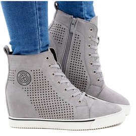Baskets Femme Lu Boo High Ajourées Gris Xenia