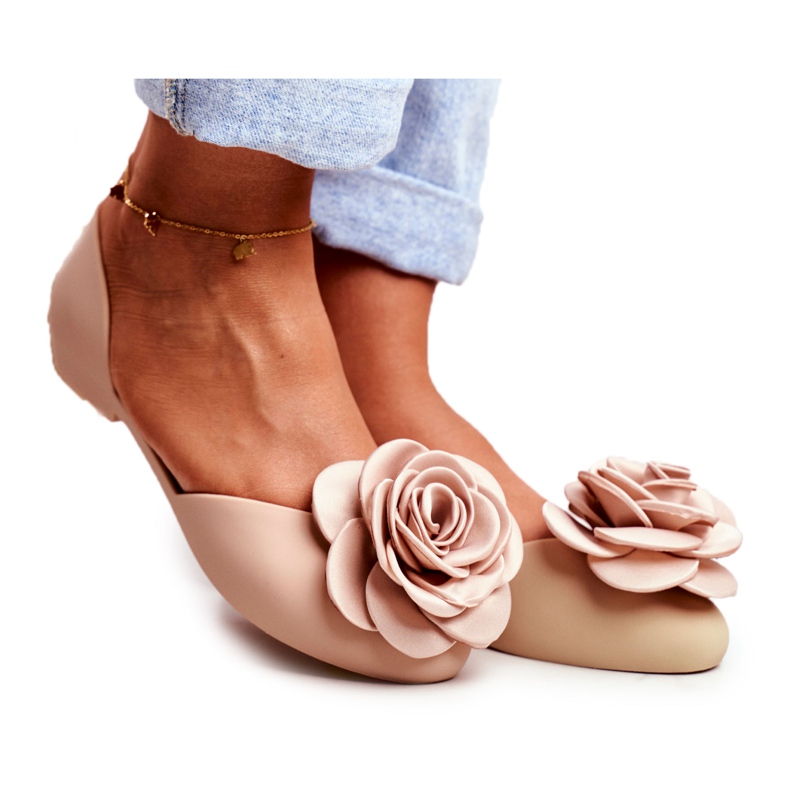 LU BOO Ballerines Caoutchouc Fleurs Meliski Beige Esther LU BOO Ballerines Caoutchouc Fleurs Meliski Beige Esther