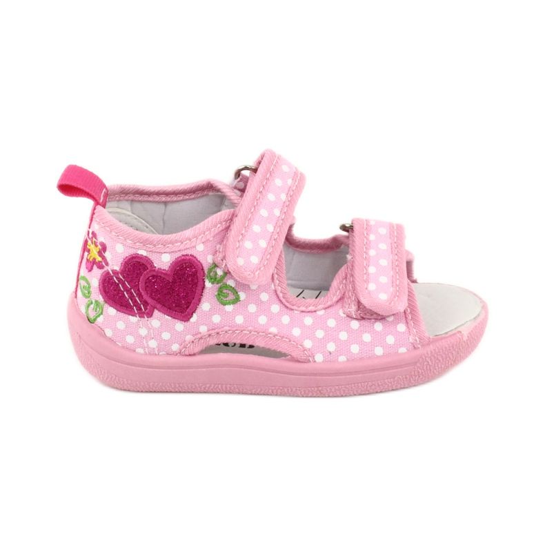 American Club Chaussures enfants pantoufles sandales coeurs américain TEN20 blanche rose