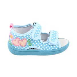 American Club Chaussures enfants pantoufles sandales coeurs américain TEN20 blanc bleu rose