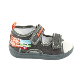 American Club Sandales américaines, chaussures pour enfants, empiècement cuir TEN46, gris American Club Sandales américaines, chaussures pour enfants, empiècement cuir TEN46, gris
