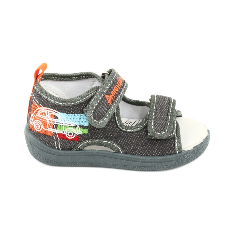 American Club Sandales américaines, chaussures pour enfants, empiècement cuir TEN46, gris American Club Sandales américaines, chaussures pour enfants, empiècement cuir TEN46, gris