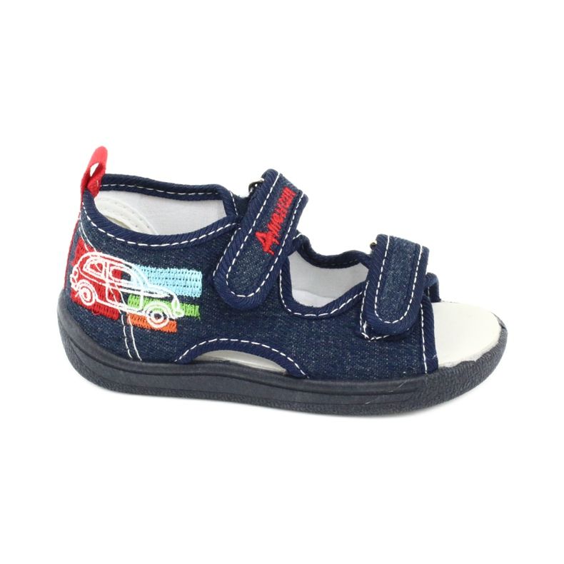 American Club Sandales américaines chaussures pour enfants semelle intérieure en cuir TEN46 rouge bleu marin