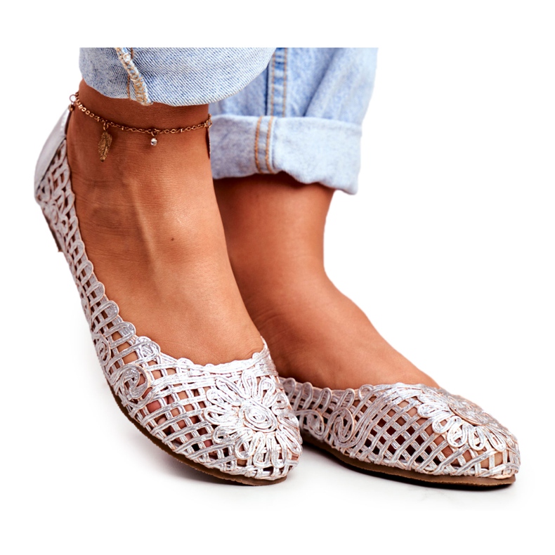 Lu Boo Ballerines Femme Argent Ajouré Tressé Carry gris