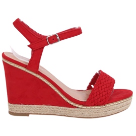 Espadrilles rouges à semelle compensée, rouge 100-937SC-1 Red Ii Espèce