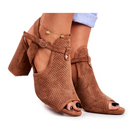 BUGO Sandales à Talons Femme Ajourées Marron Kira brun
