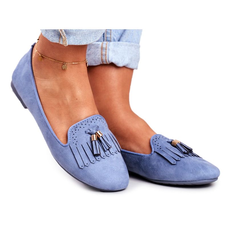 BUGO Mocassins Femme Bleu Lords Franges Therese BUGO Mocassins Femme Bleu Lords Franges Therese