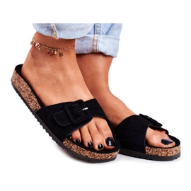 BUGO Chaussons Femme Boucle Ajustement Noir Rosaline