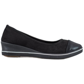 SHELOVET Ballerine Noire Sur Compensée le noir