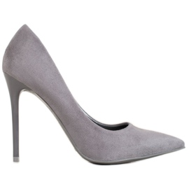 Small Swan Escarpins gris avec daim