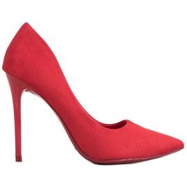 Small Swan Escarpins Rouges En Daim
