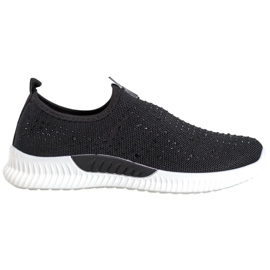 SHELOVET Chaussures Noires Avec Cristaux le noir