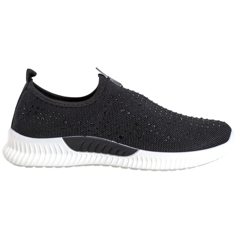 SHELOVET Chaussures Noires Avec Cristaux le noir