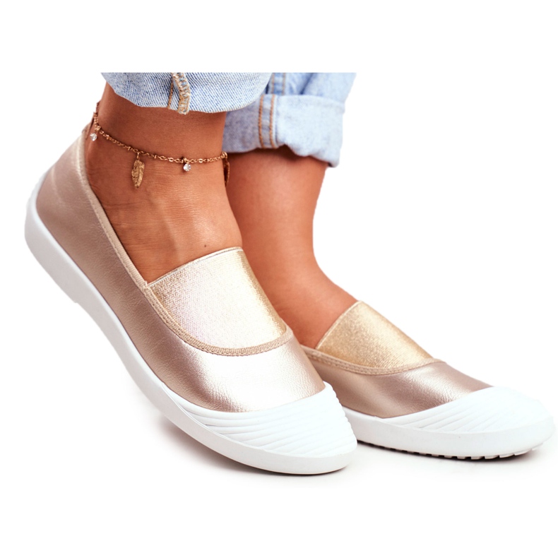 LU BOO Baskets Slip On Slip-on Doré Baskets Justy d'or