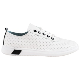 SHELOVET Baskets ajourées avec cuir écologique blanc