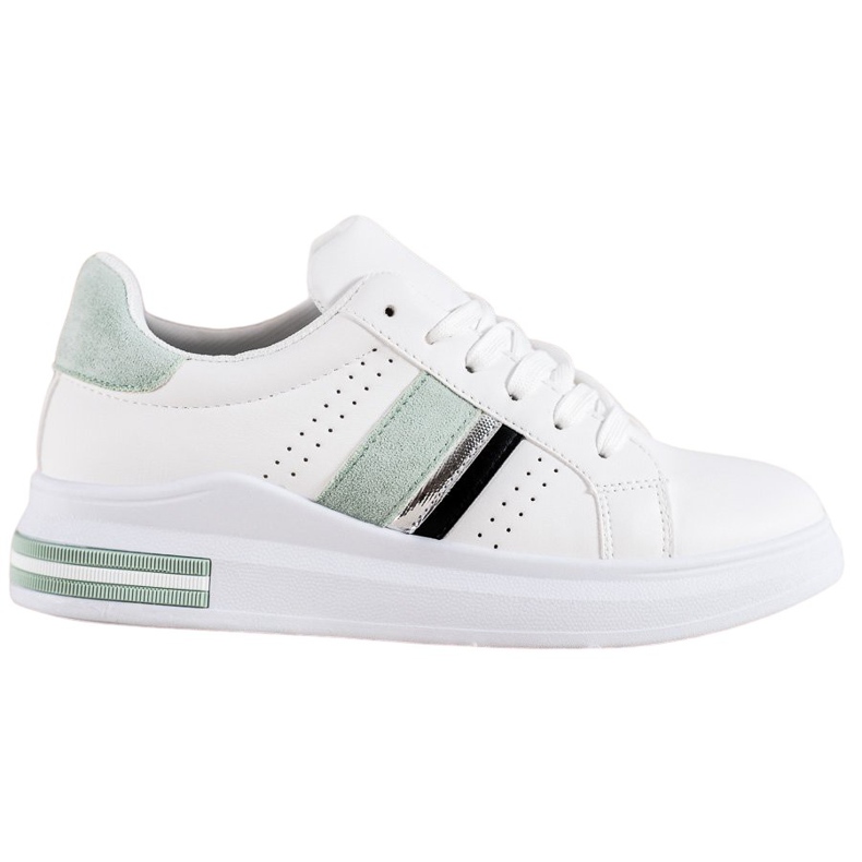SHELOVET Baskets avec empiècements en daim blanche