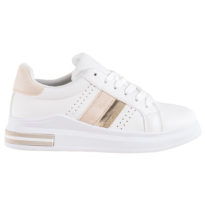 SHELOVET Baskets avec empiècements en daim blanche