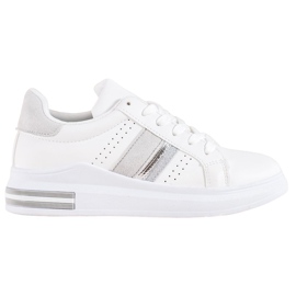 SHELOVET Baskets avec empiècements en daim blanche