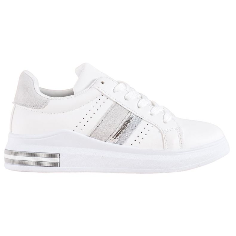 SHELOVET Baskets avec empiècements en daim blanche