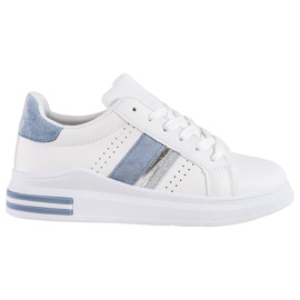 SHELOVET Baskets avec empiècements en daim blanche