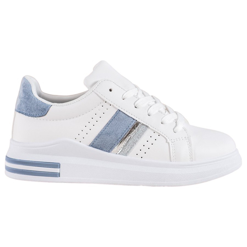 SHELOVET Baskets avec empiècements en daim blanche
