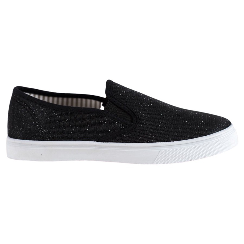 SHELOVET Slipons Noirs À Paillettes le noir