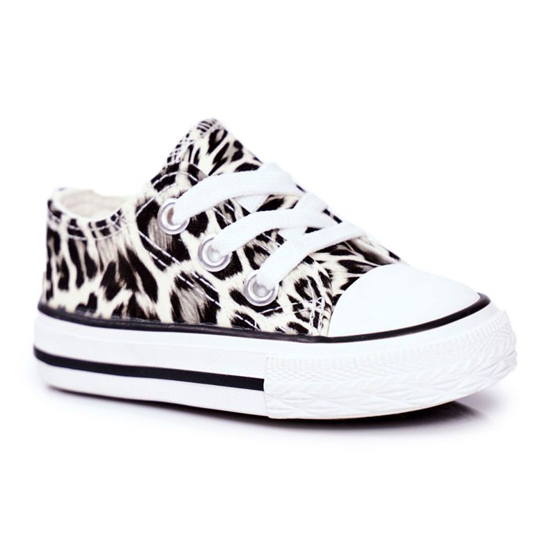 FRROCK Baskets Enfant Blanc Brillant Léopard Berni brun brun