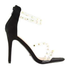 Sandales à lanières en silicone noir NF-25P Noir