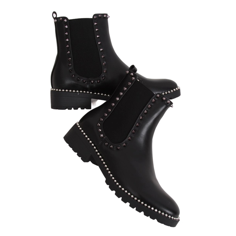 Bottines Chelsea noires à clous noir NC826 Noir le noir